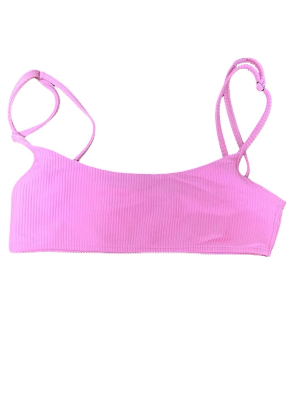 Hot Neon Pink Ribbed Gavin Bralette Bikini Top Adjustable Straps